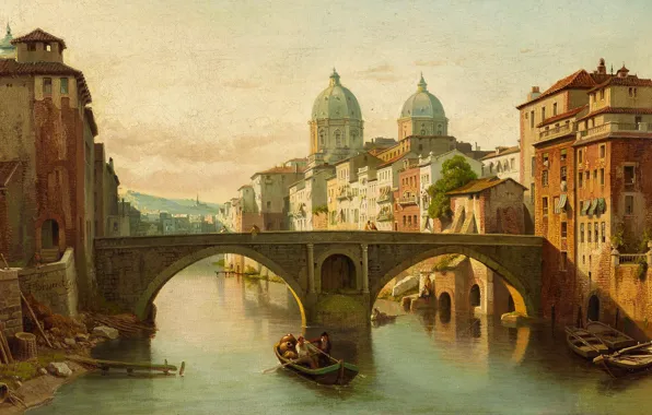 Picture 1878, Belgian painter, Belgian painter, oil on canvas, François-Antoine Bossuet, Italian urban landscape, Italian city …