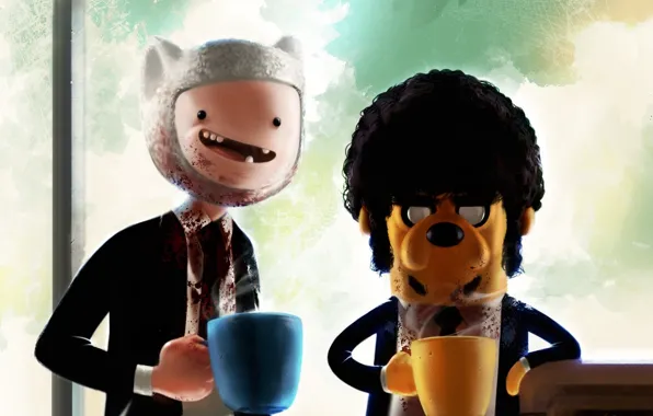 Parody, Jake, pulp fiction, Pulp Fiction, adventure time, Adventure Time, Finn