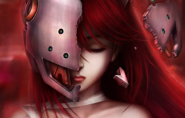 Girl, anime, art, Elfen Lied, ears, bandages, naked, lucy