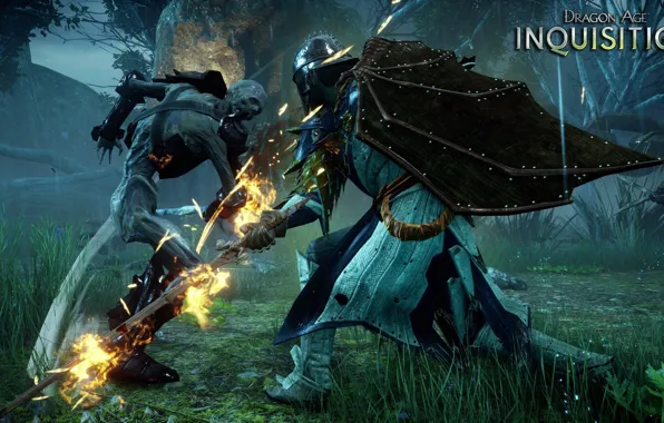 Mountains, sword, shield, dragon age, the Inquisitor, undead, rpg, bioware