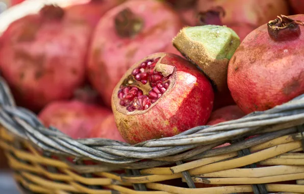 Light, kiwi, red, fruit, basket, a lot, grenades, bokeh