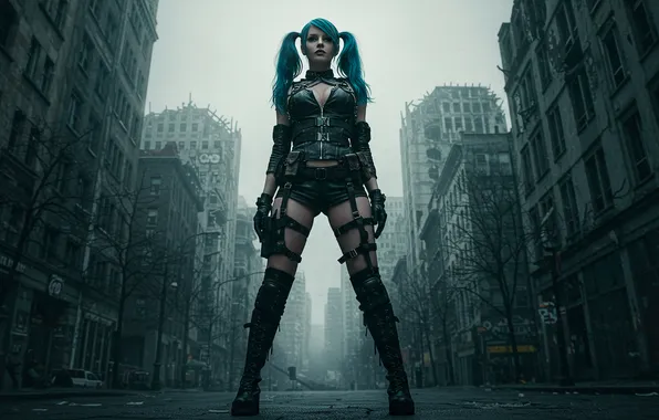 Girl, city, the city, Wallpaper, street, Apocalypse, art, wallpaper