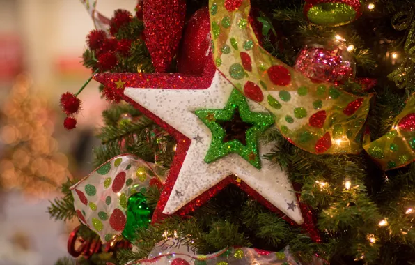 Decoration, toys, star, tape, tree