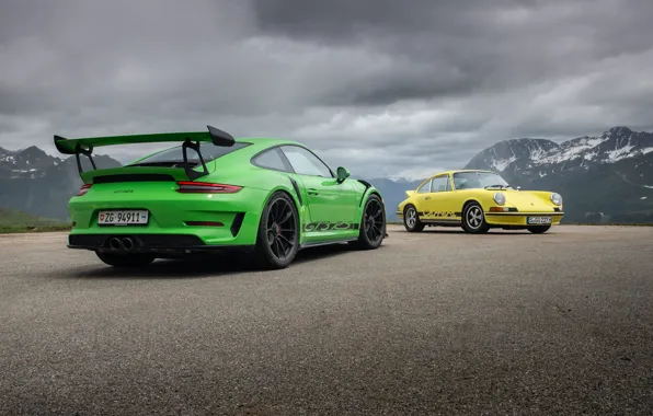 Green, 911, Porsche, yellow, Porsche 911 GT3 RS, Porsche 911 Carrera RS