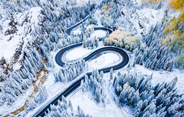 Picture Nature, Beauty, Nature, Winter, Colorado, Snow covered, Drone photo, Road trip