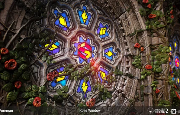 Stone, stained glass, Rose Window Substance