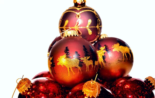 Balls, balls, pattern, toys, red, moose, Christmas