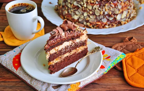 Picture coffee, cake, layer