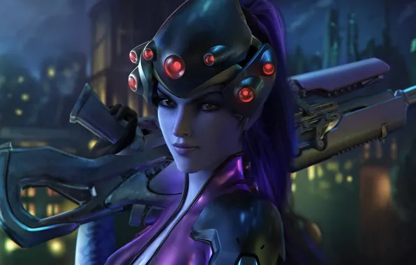 Download wallpaper girl, face, killer, overwatch, widowmaker, Amélie ...