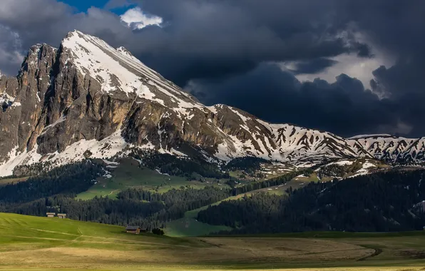 Landscape, mountains, valley, Alpe di Siusi