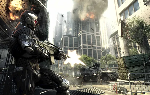 Picture The city, Weapons, Shooting, Slaughter, Crisis 2, Crysis 2