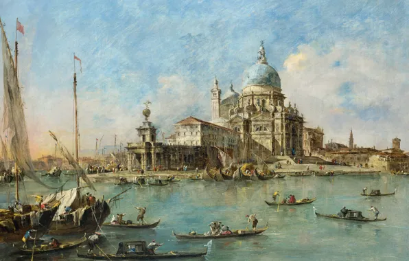 The city, boat, picture, channel, Francesco Guardi, Punta della Dogana in Venice, Francesco Lazzaro Guardi
