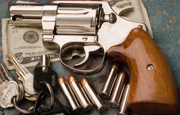 Dollars, keys, cartridges, Special, Cobra, Colt, Revolver, .38