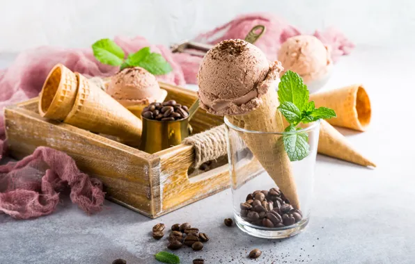 Picture ice cream, dessert, chocolate, waffle cone, Iryna Melnyk