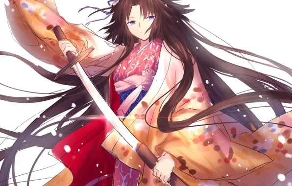 Girl, katana, yukata