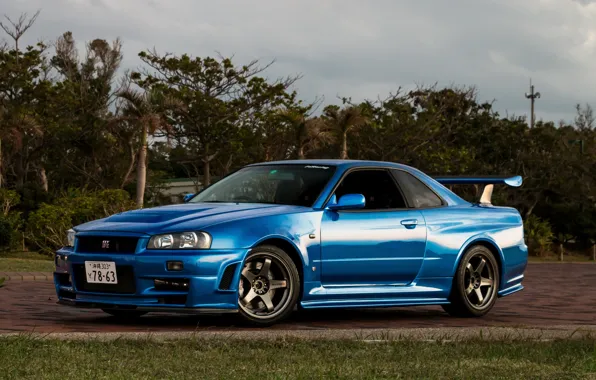 Nissan, skyline, blue, gtr