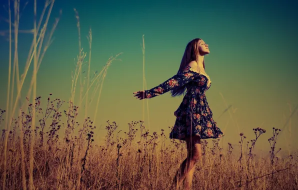 GRASS, The SKY, FIELD, MOOD, SUNDRESS