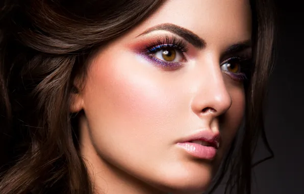 Picture close-up, face, makeup, hairstyle, brown hair, beauty