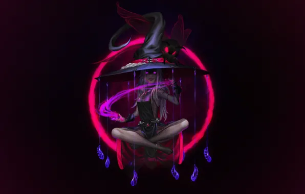 Girl, Minimalism, Style, Girl, Magic, Witch, Hat, Fantasy