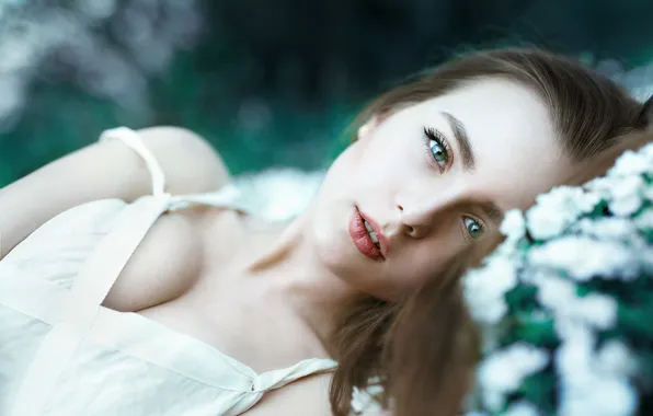 Field, girl, sweetheart, dress, lies, beautiful, Alexander Salihovic