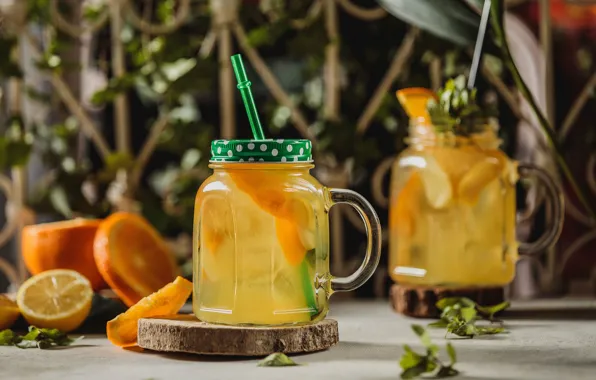Lemon, orange, banks, lemonade