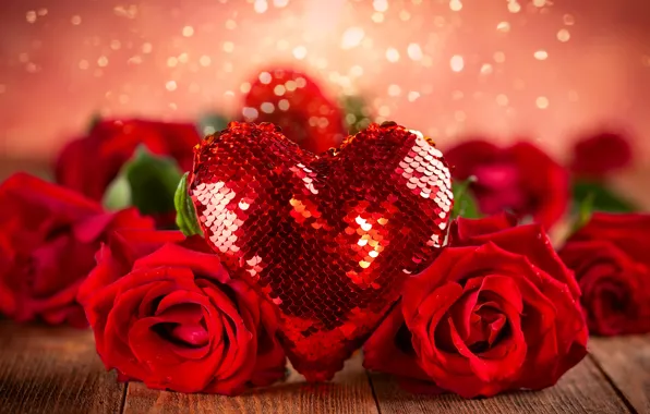 Background, roses, tape, red, heart, Valentine's day