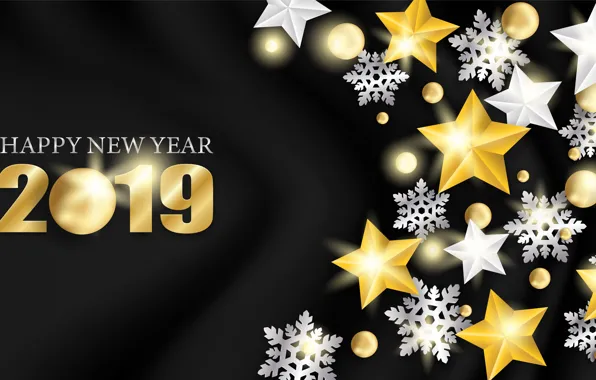 Gold, New Year, figures, golden, black background, black, background, stars
