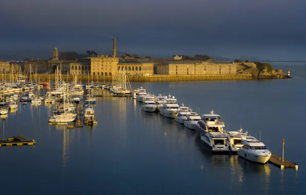 Picture sea, boat, England, home, harbour, Cremyll