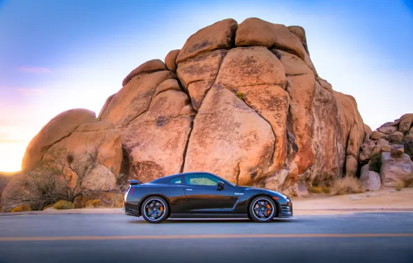 Picture car, Nissan, GT-R, road, rocks, R35, Nissan GT-R Track Edition