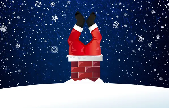 Winter, Minimalism, Snow, New Year, Christmas, Snowflakes, Background, Santa