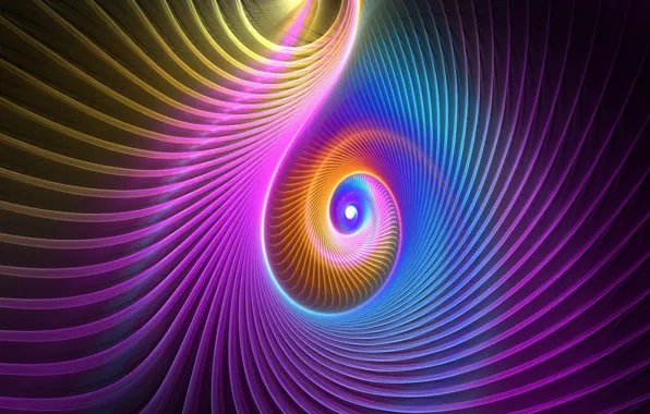 Picture paint, spiral, fractal, the volume