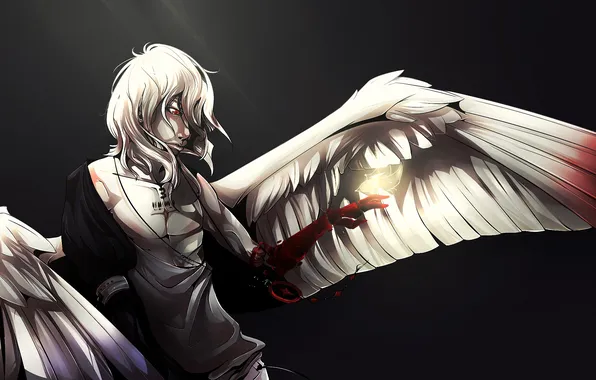 Picture blood, hand, wings, angel