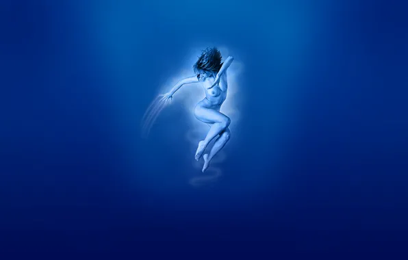 Girl, flight, blue