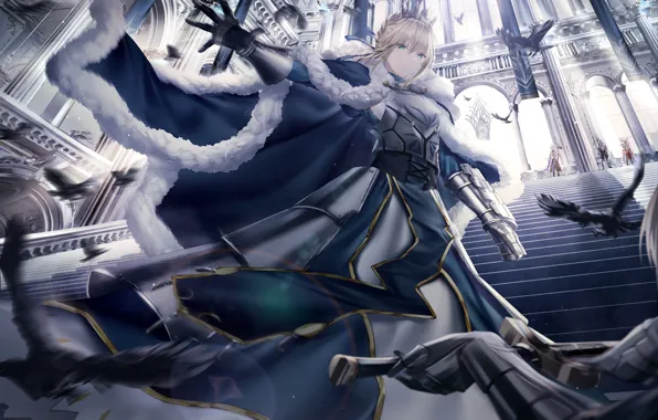 Girl, ladder, knights, hall, Saber, the saber, Fate / Grand Order, The destiny of a …