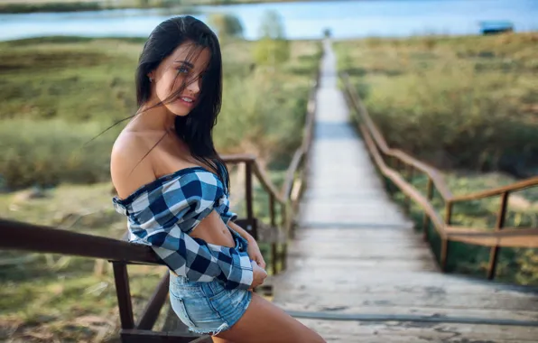 Water, girl, shorts, Alexey Slesarev, Victoria Makarova