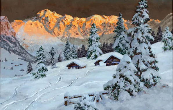 Home, Winter, Mountains, Trees, Snow, Picture, Alois Arnegger, Alois Arnegger