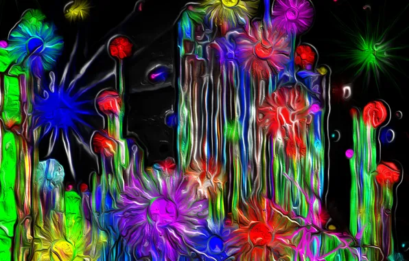 Picture the sky, flowers, paint, the volume