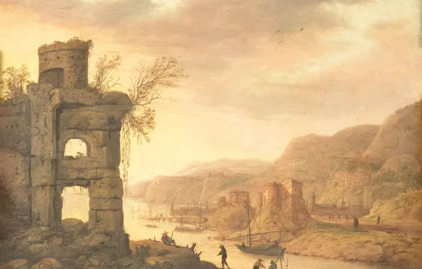 Oil, picture, River Landscape, 1675, Dirck Verhaert, Dirk Verhaert