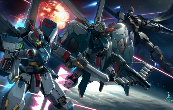 Anime, robots, art, gundam
