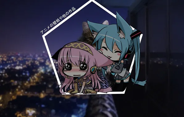 Cat, vocaloid, hatsune miku, anime, chibi, cat, madskillz