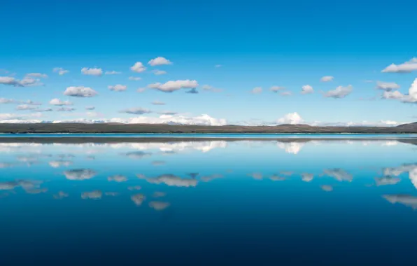 Clouds, reflection, New Zealand, lake Pukaki