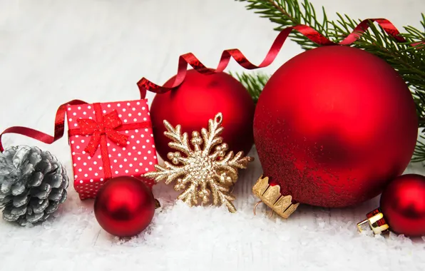 Wallpaper gift, holiday, new year, balls, decor, Olena Rudo
