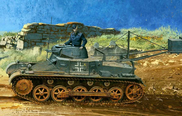 Figure, art, the Germans, Panzerkampfwagen I, German light tank, Panzer I, Pz.Kpfw.I with Ejector, T-1