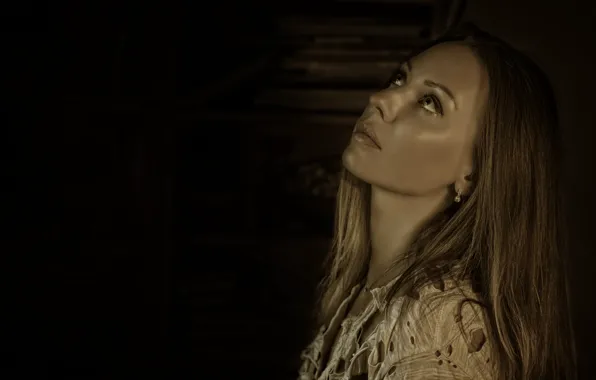 Light, girl, beautiful, look, Victoria, glance, sepia, Kide & JC