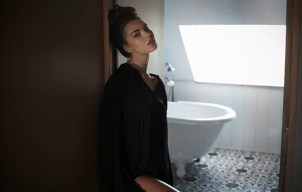 Look, girl, face, hair, bath