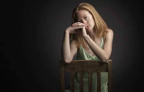 Portrait, chair, redhead, Studio