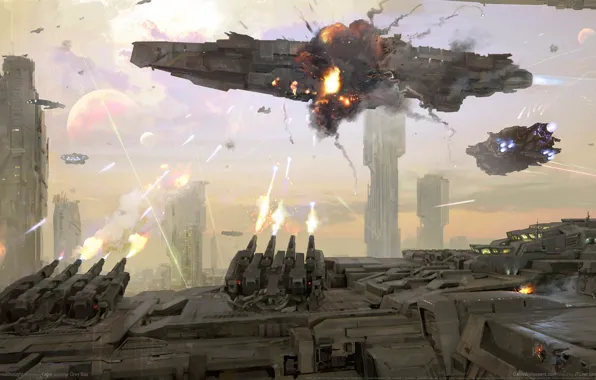 Space, rays, fiction, ships, battle, lasers, Dreadnought, game wallpapers