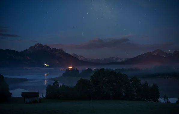 Picture stars, landscape, mountains, the evening