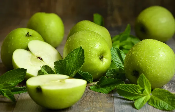 Macro, background, apples, fruit, Nitr