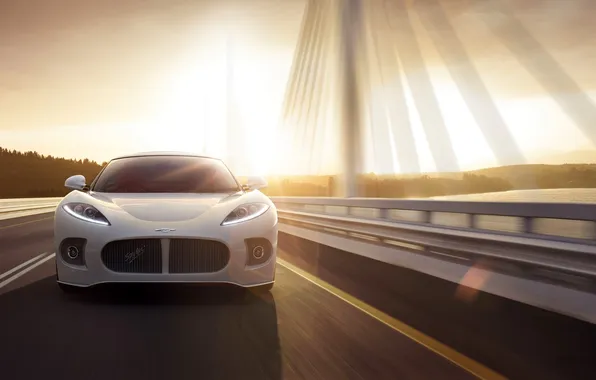 Picture Sunset, The sun, Bridge, White, Blik, Spyker, The front, Ventator